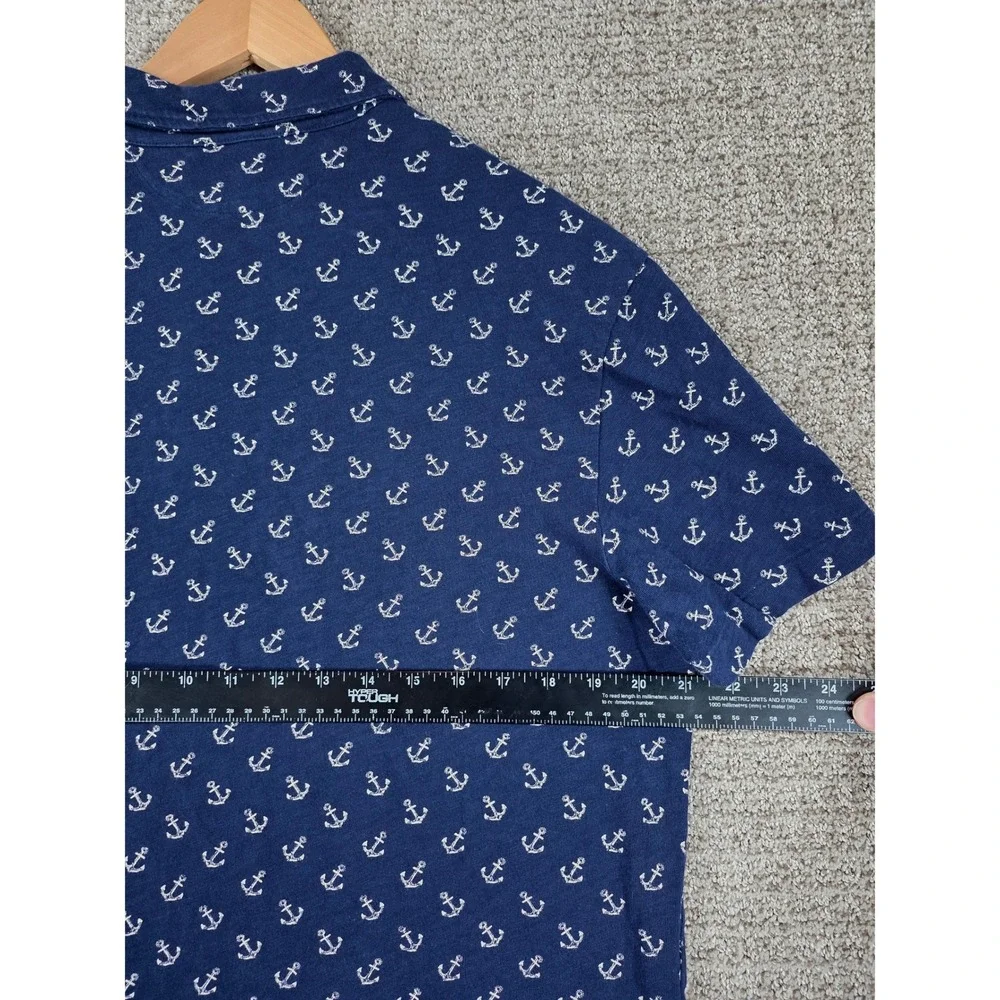 Vintage Polo Ralph Lauren Mens Large Blue Anchor Print Short Sleeve Polo Shirt L